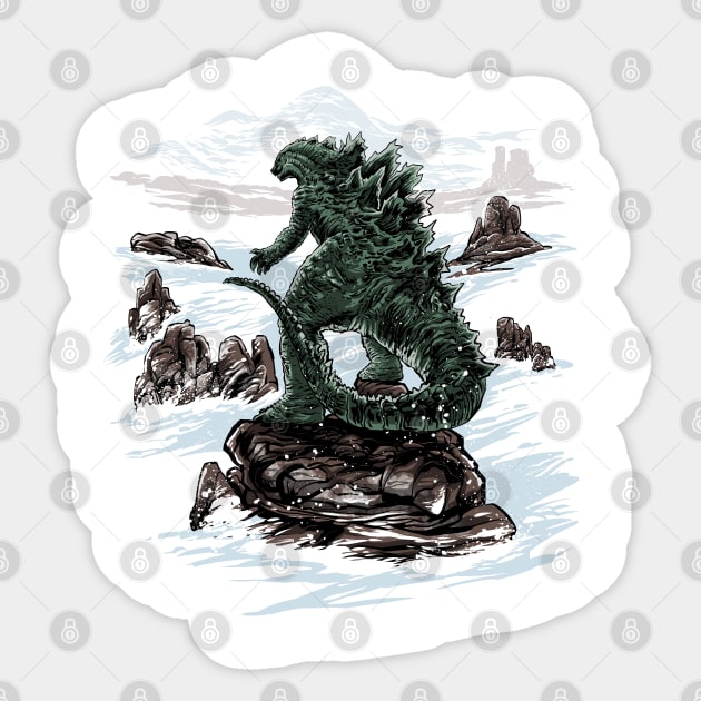Kaiju above the Sea of Fog Sticker by Zascanauta